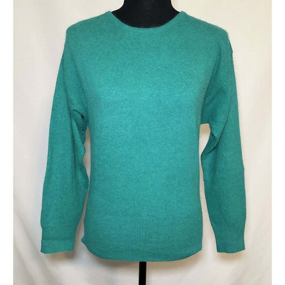 VTG Bloomingdale's y.e.s. Green Lambswool Angora Rabbit Nylon Blend Sweater MED